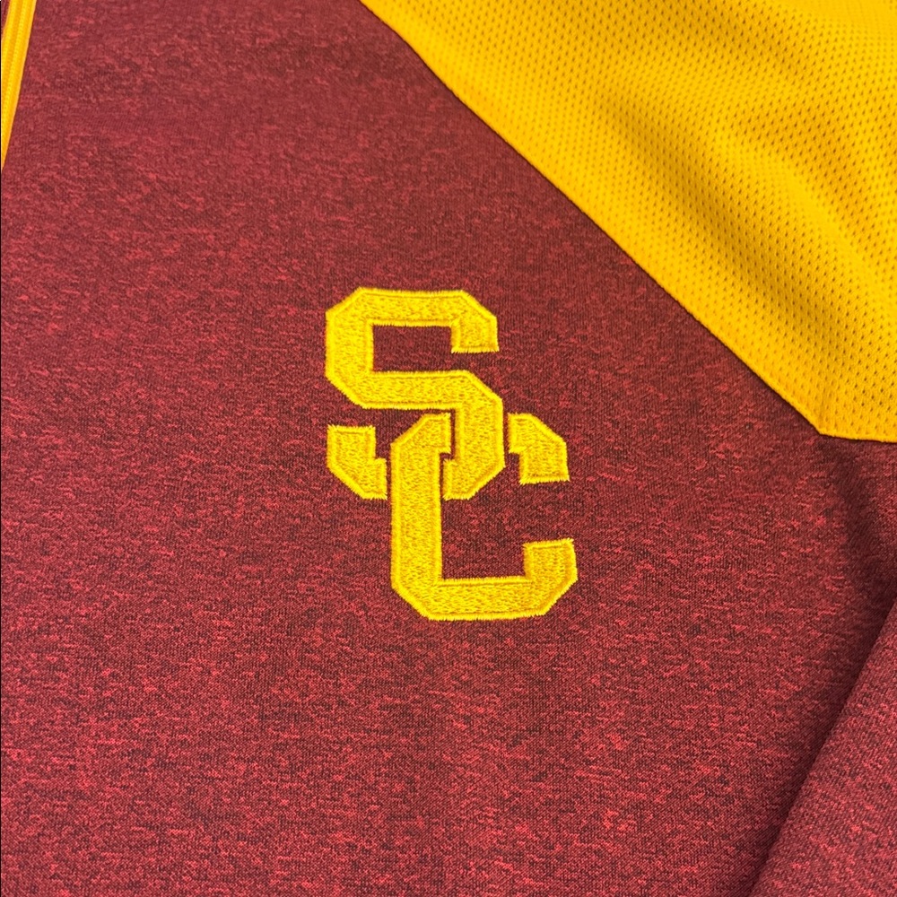 Men's Cardinal USC Trojans Big & Tall Mesh Yoke Quarter-zip- pullover - Picture 2 of 14